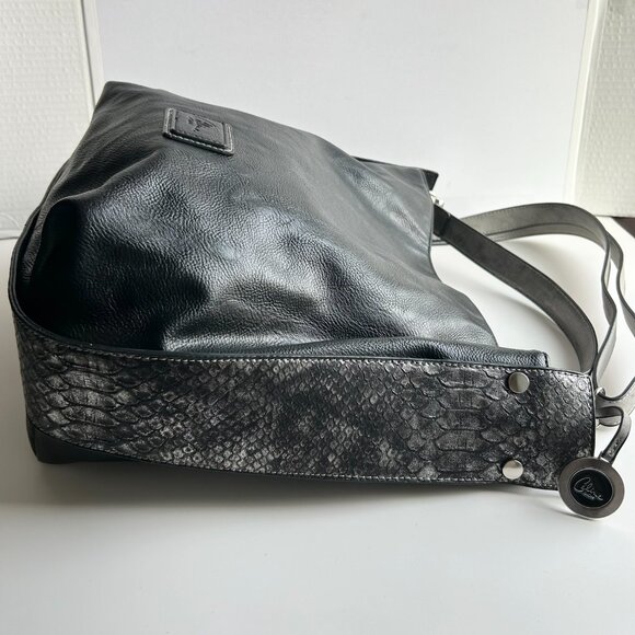 Vtg Celine Dion Y2K/Hobo Shoulder Bag/Crossbody Bag, made  of 100 PU in Black - Picture 4 of 17